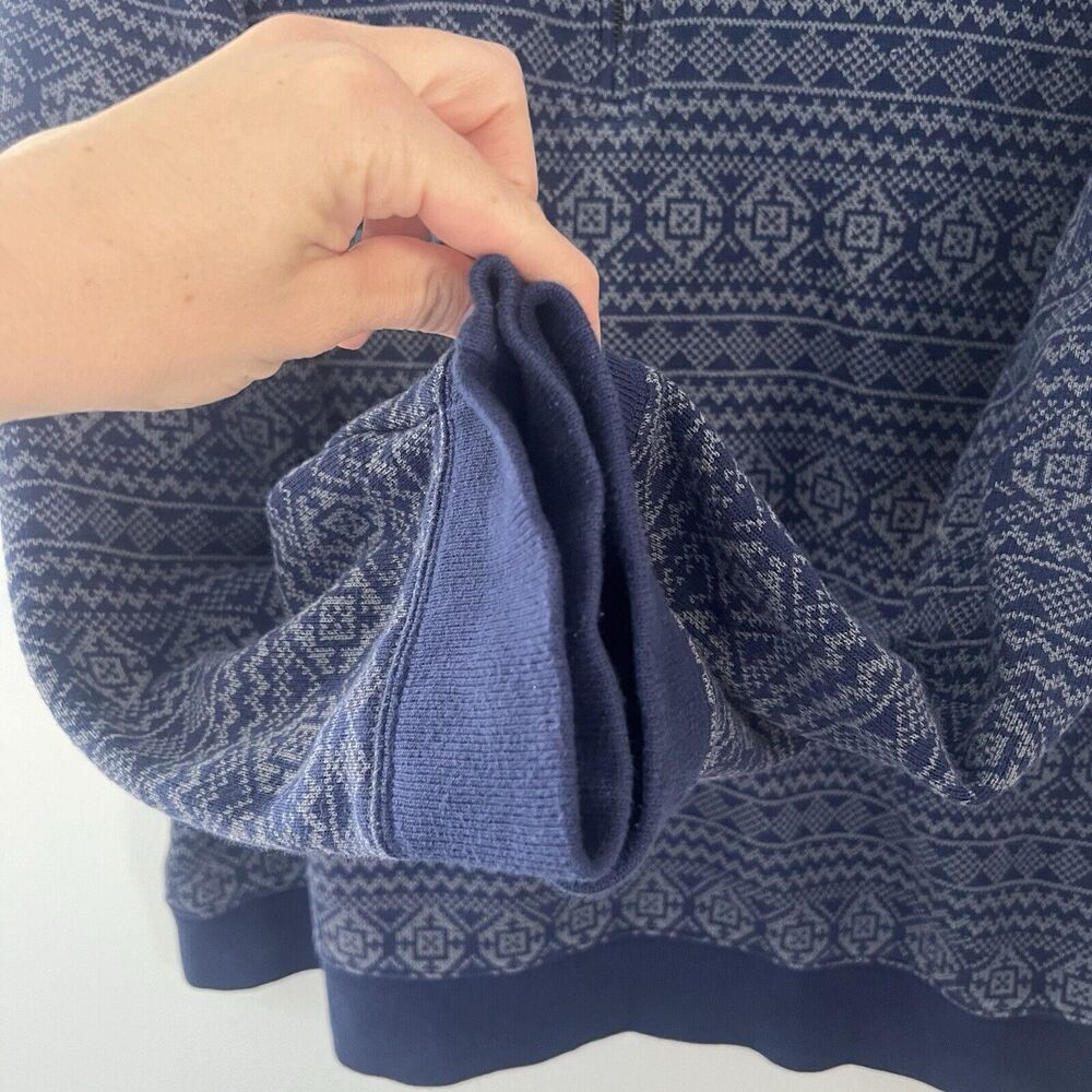 Lands End Mens 1/4 Zip Sweater Blue Fair Isle Print Sz XL - Picture 4 of 12
